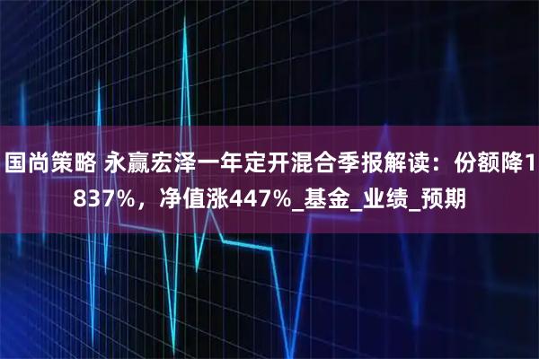 国尚策略 永赢宏泽一年定开混合季报解读：份额降1837%，净值涨447%_基金_业绩_预期